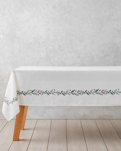 Evergreen Polyester Masa Örtüsü 145x200 cm Beyaz - Yeşil