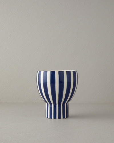 Exotic Strip Seramik Vazo Lacivert