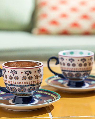 Exotic Wild New Bone China Kahve Fincan Takımı 4 Parça 2 Kişilik Sarı