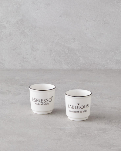 Fabulous Bone Porselen 2’li Espresso Fincan 90 ml Beyaz