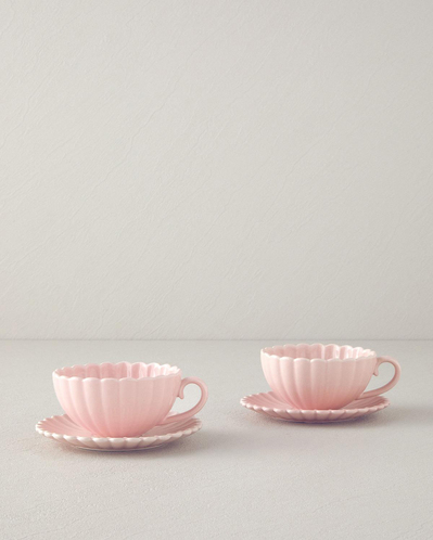 Fiore New Bone China Çay Fincanı Takımı Pudra