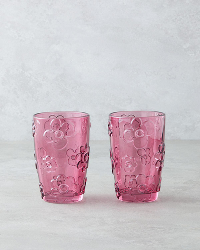 Fleur Cam 2li Bardak Pembe