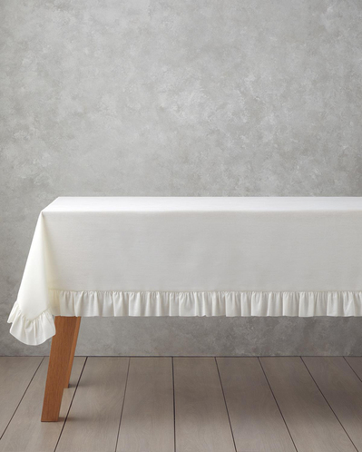 Flor Pura Polyester Fırfırlı Masa Örtüsü 150x200 cm Krem
