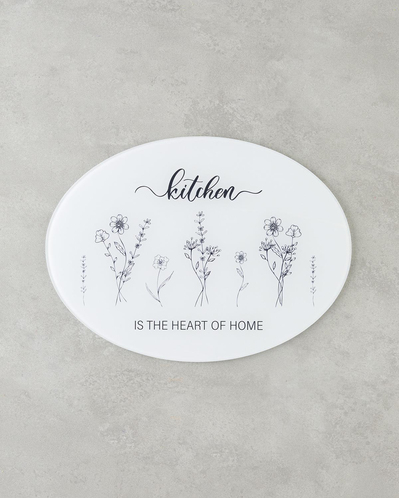 Floral Home Cam Kesme Tahtası 38x28 cm Beyaz