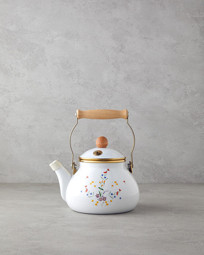 Floral Symphony Emaye Demlik 2 Litre Beyaz