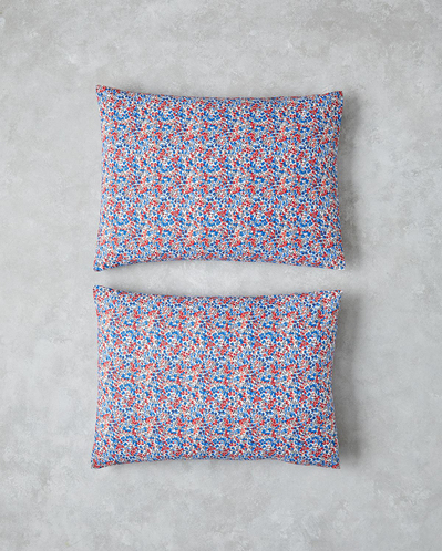 Flower Blast Kolay Ütülenir 2li Yastık Kılıfı 50x70 cm Kırmızı - Mavi