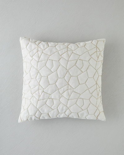 Frosted Nakışlı Kırlent Kılıfı 45x45 cm Ekru