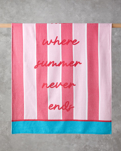 Funny Stripe Pamuklu Baskılı Plaj Havlusu 90x150 cm Pembe