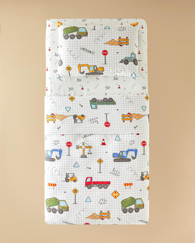 Funny Truck Pamuklu Çocuk Nevresim Takımı Gri