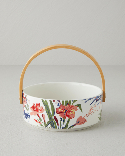 Garden Serenity Stoneware Sunumluk 17x7 cm Beyaz - Lacivert