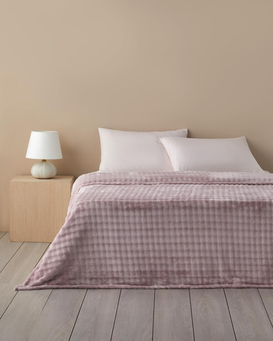 Glance Bubble Pelüş Çift Kişilik Battaniye 200x220 cm Gül Kurusu