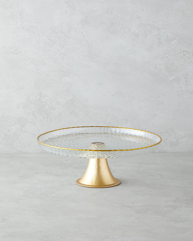 Golden Glow Cam Kek Standı 28 cm Şeffaf-Gold