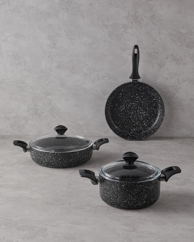 Granada Granit Tencere Seti Siyah