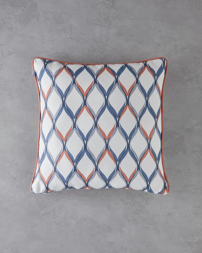Grid Çift Taraflı Kırlent Kılıfı 45x45 cm Lacivert - Kiremit