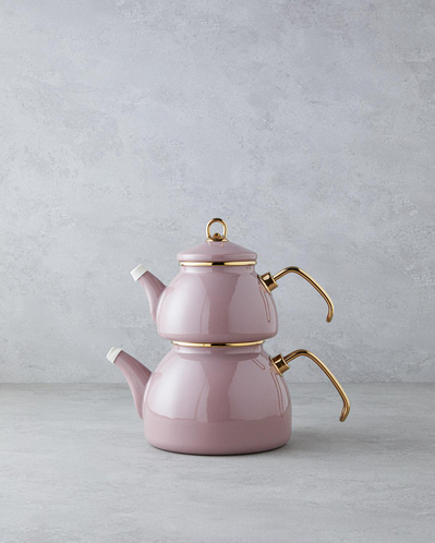 Isidora Emaye Çaydanlık 1,1 Litre + 2,3 Litre Gül Kurusu