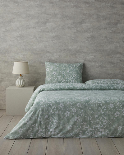 Ivy Flowers Tek Kişilik Nevresim Takımı Yeşil