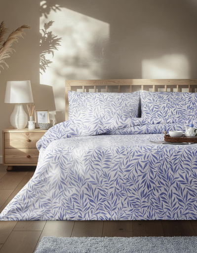 Leaf Dream Kolay Ütülenir Çift Kişilik Nevresim Takımı 200x220 cm Mavi