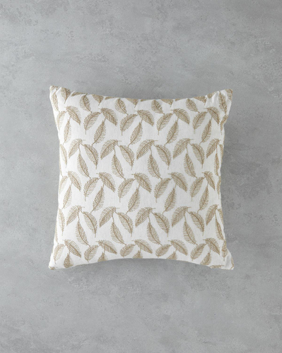 Leafy Nakışlı Kırlent Kılıfı 42x42 cm Natural