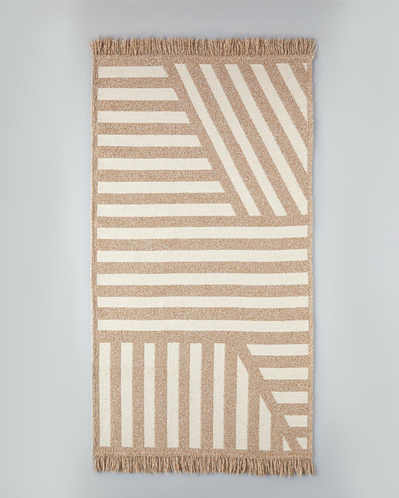 Linear Dokuma Kilim 80x150 cm Açık Krem - Kahve