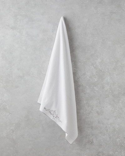 Lisa Pamuklu Nakışlı Banyo Havlusu 90x150 cm Beyaz