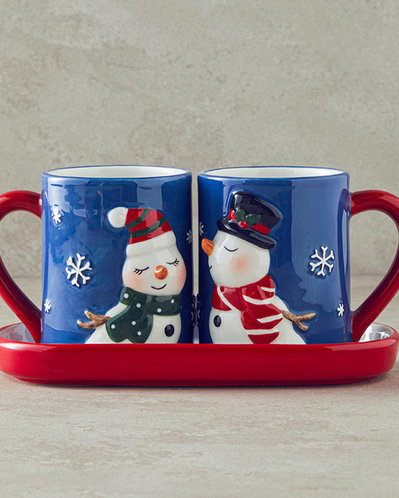 Lovely Snowmans Dolomite 2li Yılbaşı Kupa Lacivert