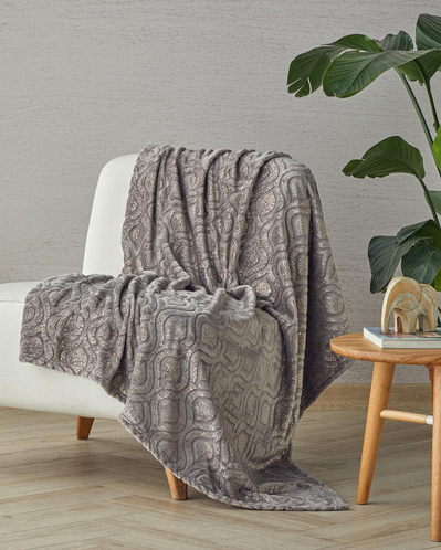 Luminance Varak Baskılı Supersoft Tv Battaniye 120x160 cm Gri