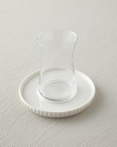 Lunara Porselen 18 Parça 6 Kişilik Çay-Kahve Takımı 170-90 ml Beyaz