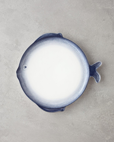 Marinova Porselen Pasta Tabağı 23 cm Mavi-Beyaz