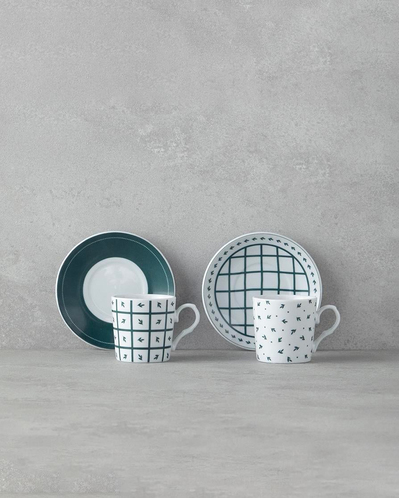 Mika Porselen Kahve Fincan Takımı 4 Parça 2 Kişilik Yeşil