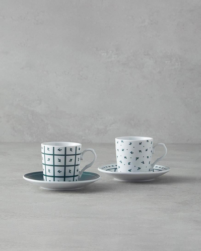 Mika Porselen Kahve Fincan Takımı 4 Parça 2 Kişilik Yeşil