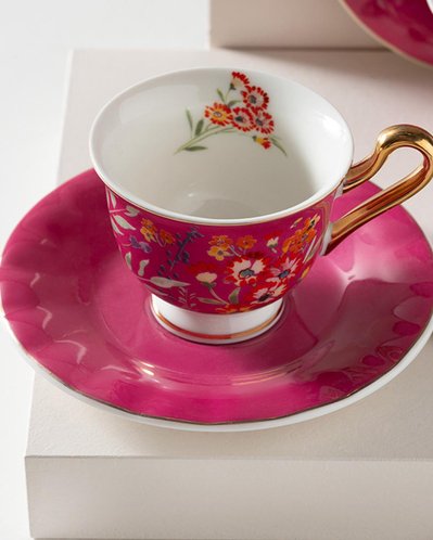 Miranda New Bone China Kahve Fincan Takımı 4 Parça 2 Kişilik Pembe
