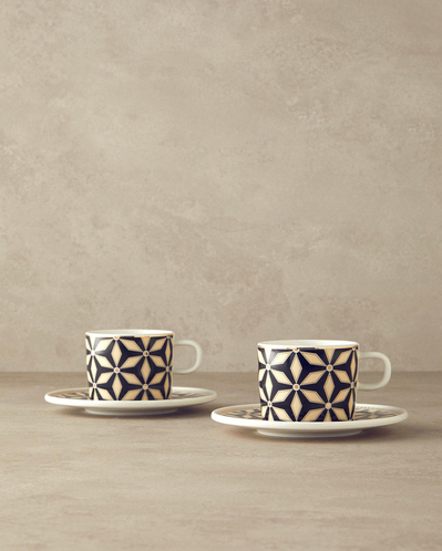 Modern Sense Bone Porselen Çay Fincanı Takımı 4 Parça 2 Kişilik Siyah
