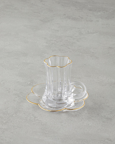 Monica Cam 12 Parça 6 Kişilik Çay Seti 80 ml Gold