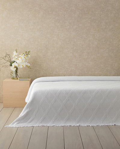 Morgan Pamuk Polyester Çift Kişilik Yatak Örtüsü 210x230 cm Beyaz