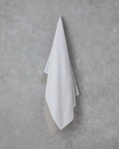Natural Stripe Pamuklu Banyo Havlusu 90x150 cm Beyaz