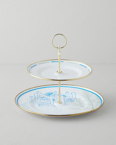Nautical Emaye Katlı Servis 21x29 cm Mavi