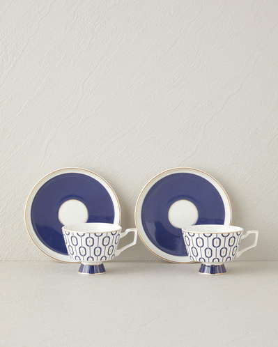 Octavia New Bone China 4 Parça 2 Kişilik Kahve Fincan Takımı 90 ml Lacivert