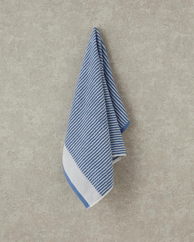 Ornate Stripe Pamuklu İpliği Boyalı Yüz Havlusu Ekru - Mavi