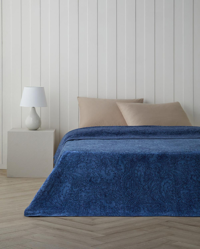 Paisley Dream Pamuklu Çift Kişilik Battaniye 200x220 cm Lacivert