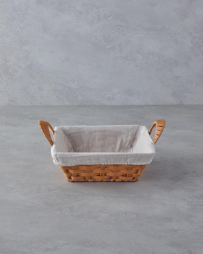 Pastoral Plastik Rattan Ekmek Sepeti Bej