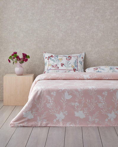 Petal Paradise Çift Taraflı Pamuklu Çift Kişilik Nevresim Seti 200x220 cm Pembe