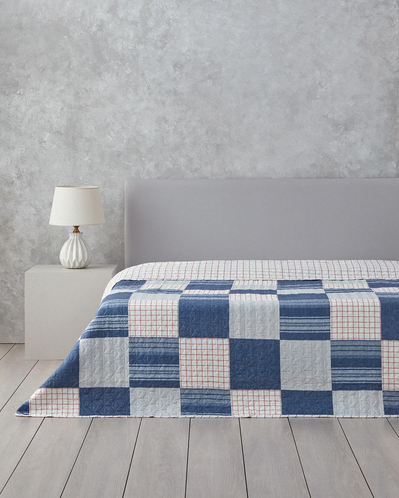Plaid Harmony Çift Taraflı King Size Çok Amaçlı Örtü Mavi