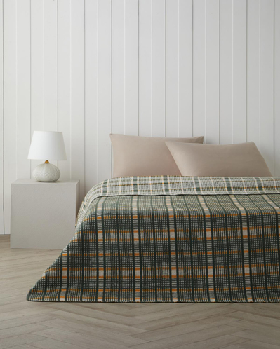 Plaid Tale Pamuk Akrilik Tek Kişilik Battaniye 150x200 cm Koyu Yeşil