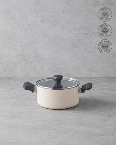 Prego CeraWell Seramik Tencere 20 cm Krem