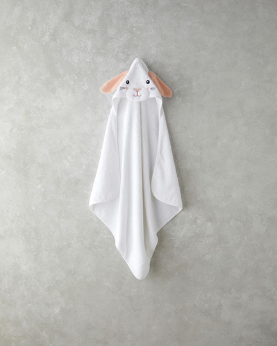 Rabbit Pamuklu Bebe Havlu Beyaz