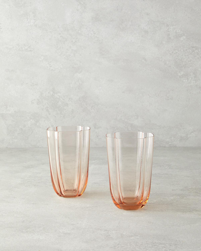 Reina Cam El Yapımı 2’li Meşrubat Bardağı Pudra