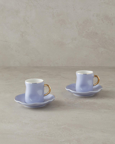 Rolly New Bone China Kahve Fincan Takımı 4 Parça 2 Kişilik Lila