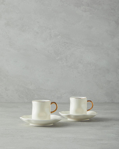 Rolly New Bone China Kahve Fincan Takımı 4 Parça 2 Kişilik Beyaz