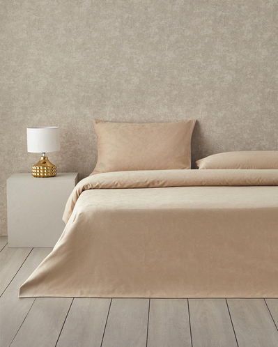 Royal Scroll Jakarlı Pamuk Saten King Size Nevresim Takımı 240x220 cm Antik Gold