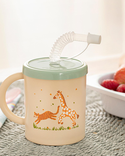 Safari Plastik Pipetli Bardak Yeşil